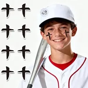 48 Pairs Sports Eye Black Stickers, Sports Eyeblack Stickers Breathable Eye Strips For Baseball Football Softball Lacrosse Fans On Game Day (Cross)