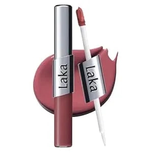 Laka Perfect Twin Lip - Dual-Ended Matte Liquid Lipstick & Clear Gloss - Long Lasting 12 Hour Color, Transfer Proof - High Pigmented Lightweight Non-Sticky - Korean Makeup - #909 Guilty Mauve, 0.31oz