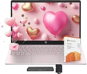 Hp Flagship 14" Laptop With Ai Copilot For Student, 13th Gen Intel 4-Core, 4gb ddr4, 256gb Storage(128gb Ufs+128gb Docking Station), Intel Graphics, Webcam, 1 Year Office 365, Wifi 6, Win 11 S, Pink