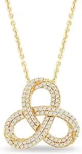 Amazon Essentials Sterling Silver 1/3 Cttw Round White Diamonds Knotted Pendant Necklace, 18 Inch Rolo Chain