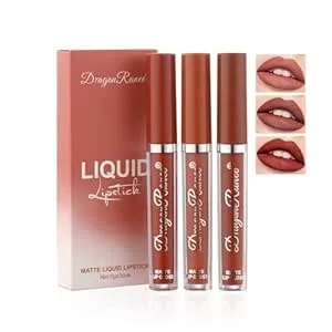 3pcs Matte Liquid Lipstick Set, Nude Brown Long Lasting Lipstick Kit, Waterproof Smudge-Proof Velvet Lip Gloss, Moisturizing Non-Drying Lip Makeup Set For Women, Rich Pigmented Cosmetics
