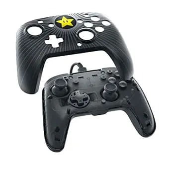 Pdp Gaming Wired Pro Controller Faceplate: Black Mario Star - Nintendo Switch Faceoff