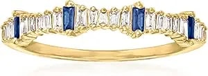 Ross-Simons 0.14 Ct. T.W. Diamond And .10 Ct. T.W. Sapphire Stackable Ring In 14kt Yellow Gold