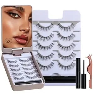Bs-Mall False Eyelashes – Wispy Lashes 100% Handmade Natural Look, Reusable & Durable, Includes 5x Magnifying Mirror And Application Kit (style02)