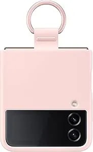 Samsung Galaxy Z Flip 4 Silicone Cover With Ring, Protective Phone Case With Finger Loop, Matte Finish, Bold Style, Handheld Design, Us Version, Pink