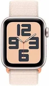 Apple Watch SE (2nd Gen) (GPS + Cellular, 40mm) - Starlight Aluminum Case With Starlight Sport Loop, One Size (Renewed)