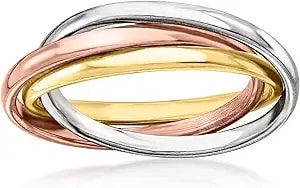 Ross-Simons Italian Sterling Silver And 18kt 2-Tone Gold Over Sterling Rolling Ring