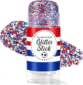 Patriotic Body Glitter Stick,Face Glitter,Red White And Blue Hair Glitter Stick,4th Of July Outfits For Women,4th Of July Decorations,250th Anniversary Accessories,World Cup Waterproof Glitter Makeup