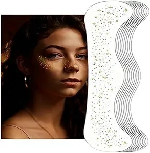 Bestac Glitter Stickers For Women And Girls Festival And Concert Use Waterproof Self-Adhesive Face & Body Jewels (Gold)