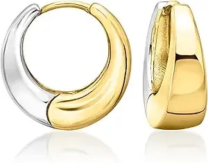 Ross-Simons Silver And 14kt Gold-Plated Chunky Hoop Earrings
