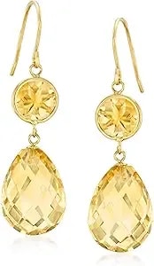 Ross-Simons 19.00 Ct. T.W. Citrine Drop Earrings In 14kt Yellow Gold