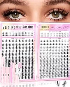 Yiduo Fairy Manga Lash Clusters Kit - Diy Lash Extension At Home Beginner-Friendly Wet & Wispy Individual Lashes 280pcs D Curl 0.3mm Invisible Band Bottom Lashes 8-16mm Mixed Waterproof Salon Look