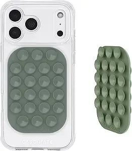 Case-Mate Double-Sided Suction Cup Phone Mount - Anti-Slip Sticky Phone Grip/Holder - Content Creator Essentials Compatible W/Iphone, Android & Cases - Detachable Accessories W/No Residue - Green