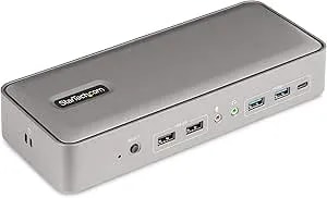 Startech.Com Dual-Laptop Usb-C Kvm Docking Station, Dual Monitor 4k 60hz Displayport Dock, 5-Port Usb Hub, Gbe, 90w/45w Power Delivery To Two Laptops, Windows/Mac, 2-Host Kvm Dock, Taa