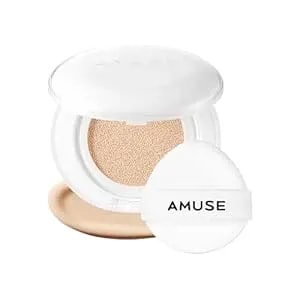 Amuse Seoul Ceramic Skin Perfector Cushion Foundation (02 Healthy) - Flawless Coverage, Semi Matte Glow, Long Lasting, Lightweight Satin Finish, Vegan, Korean Beauty Makeup (15g / 0.52oz.)