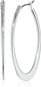 Anne Klein Classics Silvertone Large Oval Hoop Earrings