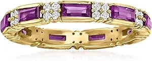Ross-Simons 1.20 Ct. T.W. Amethyst And .40 Ct. T.W. White Zircon Eternity Band In 18kt Gold Over Sterling