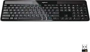 Logitech k750 Wireless Solar Keyboard For Windows, 2.4ghz Wireless With Usb Unifying Receiver, Ultra-Thin, Compatible With Pc, Laptop - Black