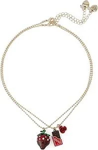 Betsey Johnson Jewelry Women'S Love Spell Chocolate Strawberry Necklace Set