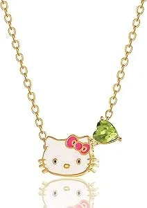 Hello Kitty Sanrio Gifts Birthstone Necklace 18", 18kt Gold Flash-Plated Necklace, Jewelry Official License