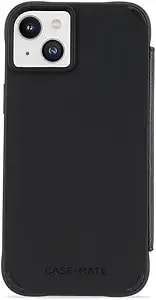 Case-Mate Wallet Folio Iphone 14 Plus Case - Black [10ft Drop Protection] [Compatible With Magsafe] Magnetic Flip Folio Cover Made With Genuine Pebbled Leather, Landscape Stand, Cash And Card Holder