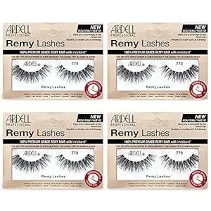 Ardell Remy Lash 778, Premium Grade Remy Hair False Lashes With Invisiband, 4 Pairs