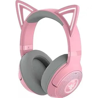 Razer Kraken Kitty V2 BT Wireless RGB Headset: Chroma RGB Kitty Ears & Earcups - Bluetooth 5.2-40 Mm Drivers - Noise-Cancelling Mics - Lightweight - 40 Hr Battery W/Type C Charging - Quartz Pink