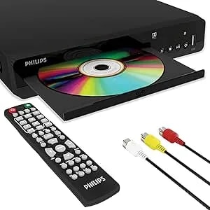 Philips DVD Players For TV Plays All Regions DVD Player For Smart TV With Compact Remote Control And RCA Cable Included Small DVD RV CD Player For Home Compatible With CD, DVD+R/RW,-R/RW,MP3