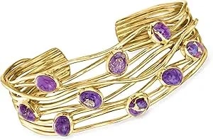 Ross-Simons Purple Turquoise Highway Cuff Bracelet In 18kt Gold Over Sterling