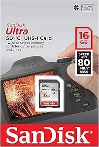 Sandisk Ultra Sdhc 16gb 80mb/S c10 Flash Memory Card (Sdsdunc-016g-an6in)