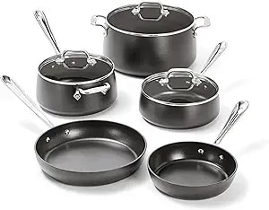 All-Clad ha1 Hard Anodized Nonstick (8-Piece) Pots And Pans Set Non Stick Cookware Sets, Oven Broiler Safe 500f, Black
