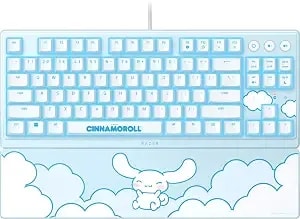 Razer Ornata v3 Tkl Gaming Keyboard, Low-Profile Keys, Cinnamoroll Edition - Mecha-Membrane Switches, Uv-Coated Keycaps, Backlit Media Keys, 8-Zone Rgb Lighting, Magnetic Wrist Wrest