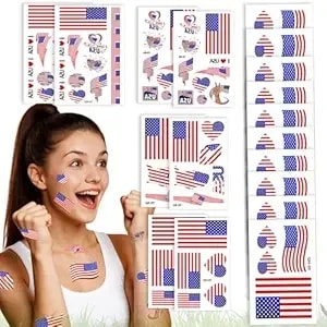 104 Pcs World Cup 2026 Temporary Tattoos, Usa Flag Tattoo Stickers - 3 Sizes Waterproof Patriotic American Flag Face Tattoos For Soccer Fans, Independence Day Celebration, Game Day Party Decorations