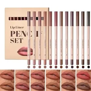 12 Colors Cream Lip Liner Pencil Set,Rich Waterproof Matte Long Lasting Color Lip Liner Pack,Longwear Smooth Application,Vegan & Cruelty-Free For Shaping & Sculpting Lips