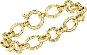 Ross-Simons 18kt Gold Over Sterling Circle And Oval-Link Bracelet