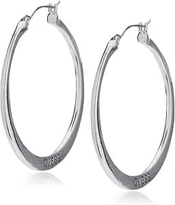 Guess "Basic" Silver Flat Logo Hoop Earrings