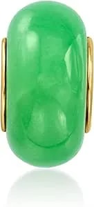 Ross-Simons 12x6mm Jade Bead Charm In 18kt Gold Over Sterling