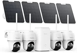 Reolink 4k Solar Security Camera Outdoor, Encrypted Local Storage Camera System, 360° Pan Tilt, Smart Detection, No Monthly Fee, Home Hub With 4x Pt Ultra + Solar Panel