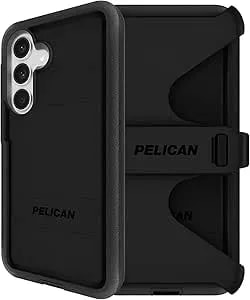 Pelican Voyager - Samsung Galaxy s25 Fe Case [6.7”] [16ft Mil-Std Drop Protection] [Magnetic And Wireless Charging] Rugged Phone Case With Belt Clip Holster Phone Stand - Anti Scratch Tech - Black