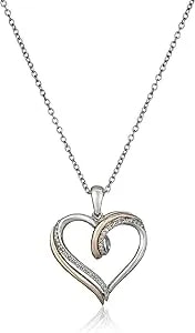 14k Rose Gold Plated Sterling Silver Diamond Heart Pendant Necklace (1/10 Cttw), 18"