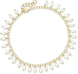 Ross-Simons 3.5-4mm Cultured Pearl Drop Anklet In 18kt Gold Over Sterling. 9 Inches