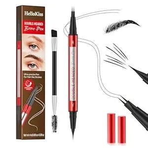 Dududu Eyebrow Pencil For Women - Microblading Eyebrow Pen With Dual-Ended Design Featuring 2-Fork Tip & Fine Single Brush-Tip, Waterproof, Creates Natural Hair-Like Strokes, Long-Lasting Black