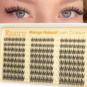 Manga Lash Clusters Natural Eyelash Clusters Fairy Cluster Eyelash Extensions 10-16mm Wispy Cluster Lashes Cd-Curly Anime Lashes Clusters Individual Eyelashes For Clean Girl Makeup/No Makeup