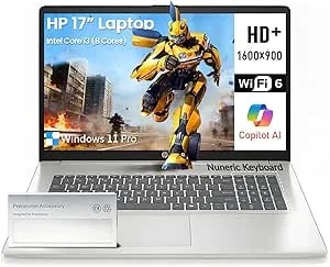 Hp Laptops 17 Inch, 17.3" Laptop Computer, Hd+ Large Screen, Intel Core i3 (8-Cores), 16gb Ram 256gb Ssd, Windows 11 Pro, Number Pad, Wi-Fi 6, Usb-C