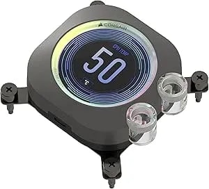 Corsair XC7 RGB Elite LCD CPU Water Block - 480x480 IPS LCD Screen - 31 RGB Leds - USB-C - Fits Intel® LGA 1700, AMD® AM5 And Older - Stealth Gray