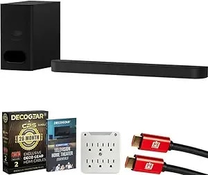 Sony htb600 Bravia Theater Bar 6 3.1.2-Ch Soundbar With Wireless Subwoofer Bundle With Cps 26 Month Protection, 2x Hdmi Cables, Surge Adapter & Deco Gear Complete Home Theater Beginner'S Guidebook