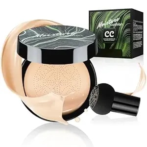 Mushroom Head Air Cushion Cc Cream Foundation - Moisturizing & Long-Lasting Bb Cream Concealer Makeup Base For All Skin Types, Brighten Long - Lasting Even Color Correcting Concealer (Natural)