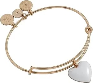 Alex And Ani Navy Enamel Heart Charm Bangle