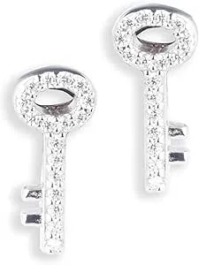 Harley-Davidson Women'S Key Crystal Paved Stud Earrings, Sterling Silver