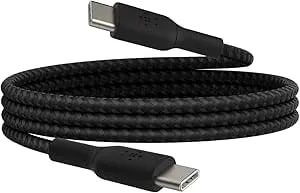 Belkin Boostcharge Braided Usb-C To Usb-C Cable (1m/3.3ft) For Iphone 16, Iphone 16 Pro, Iphone 16 Pro Max, Galaxy s25, s24, Note, Pixel 9 & 8, Ipad Pro, Nintendo Switch 2 & More - Black